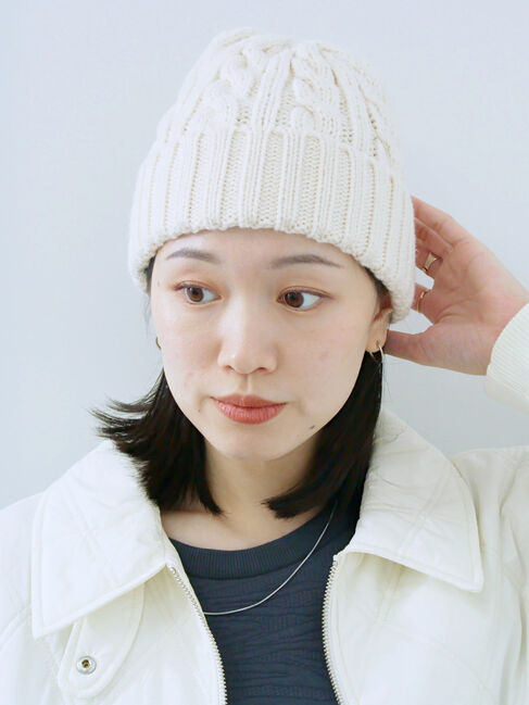 Samansa Mos2 blue「ケーブルニット帽」|その他|キナリ