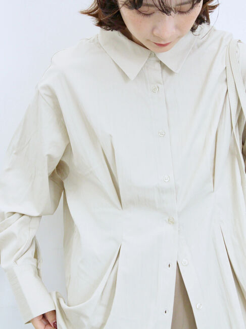 Samansa Mos2 blue「◎マットサテンタックシャツ」|シャツ・ブラウス|