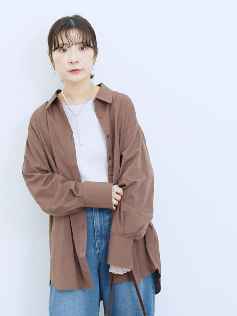 Samansa Mos2 blue「◎マットサテンタックシャツ」|シャツ・ブラウス|