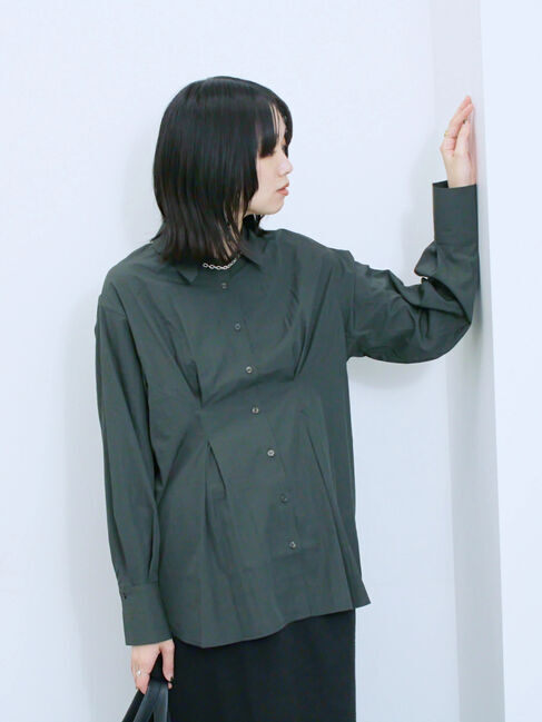 Samansa Mos2 blue「◎マットサテンタックシャツ」|シャツ・ブラウス|