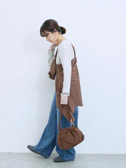 Samansa Mos2 blue「◎マットサテンタックシャツ」|シャツ・ブラウス|