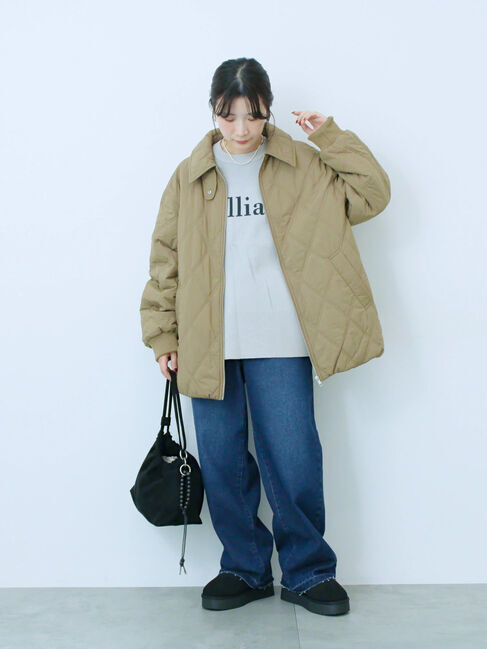 Samansa Mos2 blue「バルーンキルトジャケット」|その他|