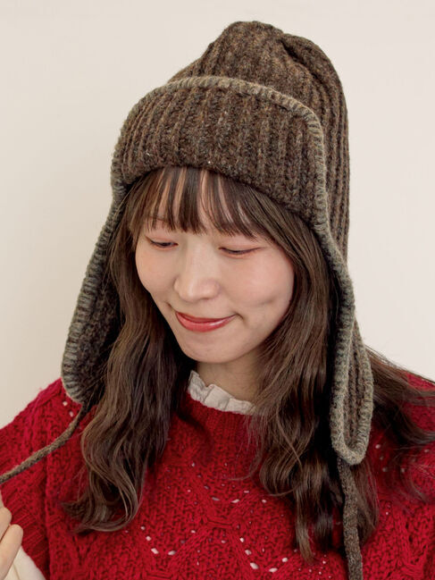 Samansa Mos2「配色ステッチニットフライトキャップ」|その他|