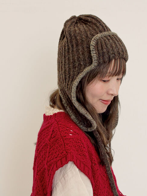 Samansa Mos2「配色ステッチニットフライトキャップ」|その他|