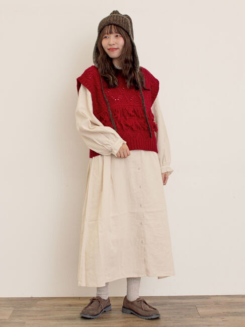 Samansa Mos2「配色ステッチニットフライトキャップ」|その他|