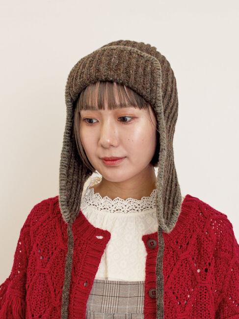 Samansa Mos2「配色ステッチニットフライトキャップ」|その他|