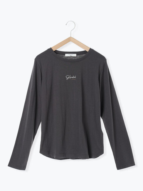 Samansa Mos2 blue「ワンポイント刺繍プルオーバー」|Tシャツ・カットソー|