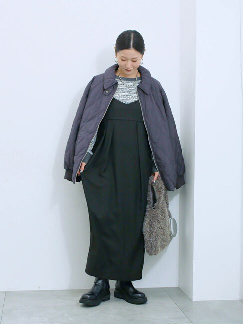 Samansa Mos2 blue「タック入りコクーンジャンスカ」|ワンピース|