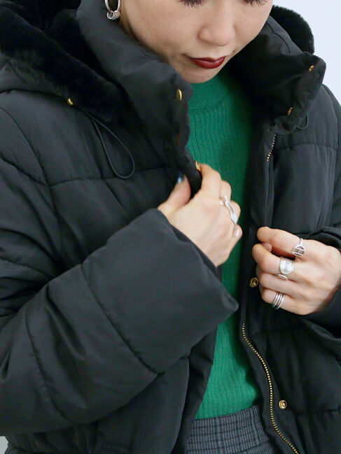 Samansa Mos2 blue「スタイルアップパデットコート」|その他|