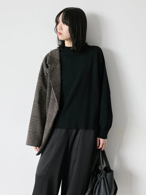 Samansa Mos2 blue「【Hug knit】袖ボリュームハイネックプルオーバー」|ニット・セーター|