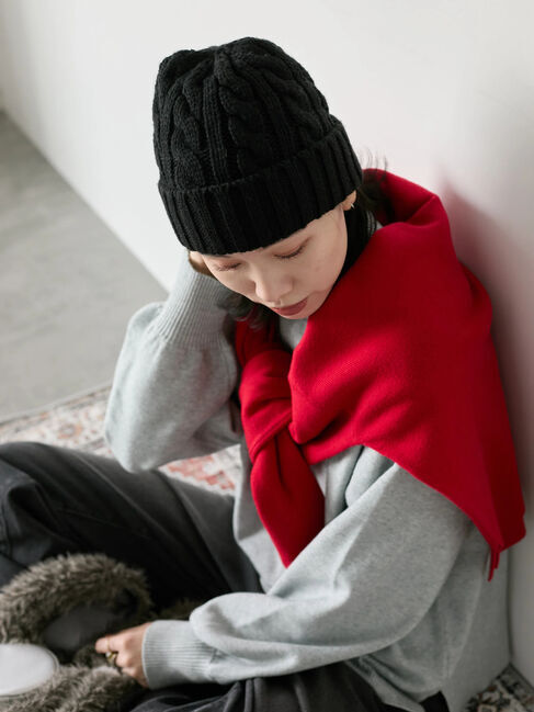 Samansa Mos2 blue「【Hug knit】袖ボリュームハイネックプルオーバー」|ニット・セーター|