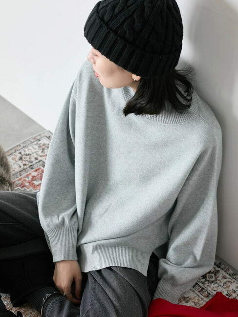 Samansa Mos2 blue「【Hug knit】袖ボリュームハイネックプルオーバー」|ニット・セーター|ＴＯＰグレー
