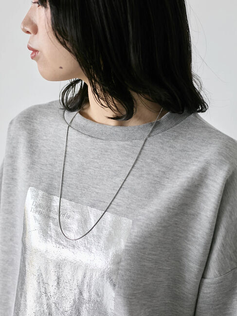 Samansa Mos2 blue「◎箔プリントスウェット」|Tシャツ・カットソー|