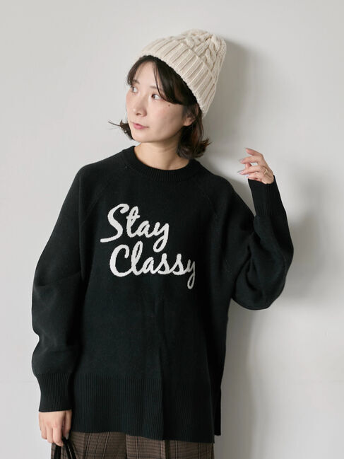 Samansa Mos2 blue「ロゴニットプルオーバー」|ニット・セーター|