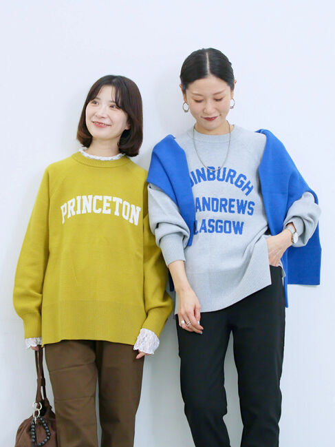 Samansa Mos2 blue「ロゴニットプルオーバー」|ニット・セーター|