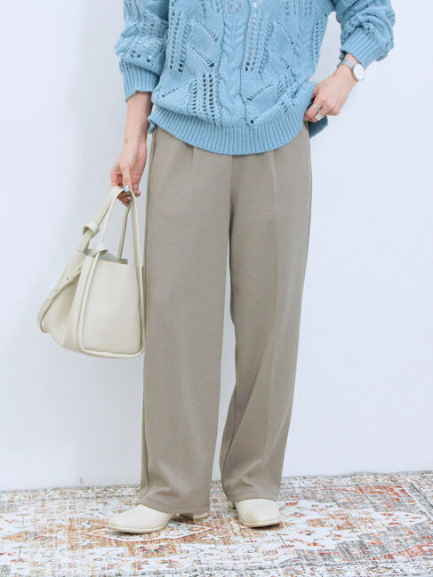 Samansa Mos2 blue「ネップジョーゼットパンツ」|その他|カーキ