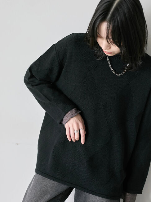 Samansa Mos2 blue「【帯電防止】袖口レースプルオーバー」|Tシャツ・カットソー|