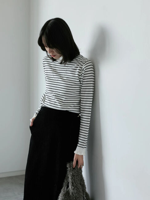 Samansa Mos2 blue「フリル衿ニットプルオーバー」|ニット・セーター|