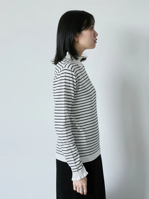 Samansa Mos2 blue「フリル衿ニットプルオーバー」|ニット・セーター|