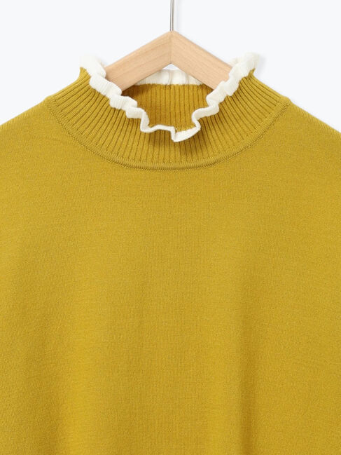 Samansa Mos2 blue「配色フリル衿ニットプルオーバー」|ニット・セーター|