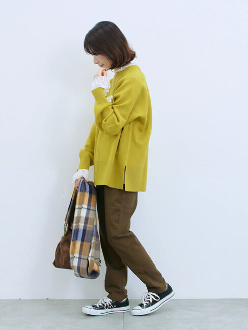 Samansa Mos2 blue「裏起毛ストレッチパンツ」|その他|