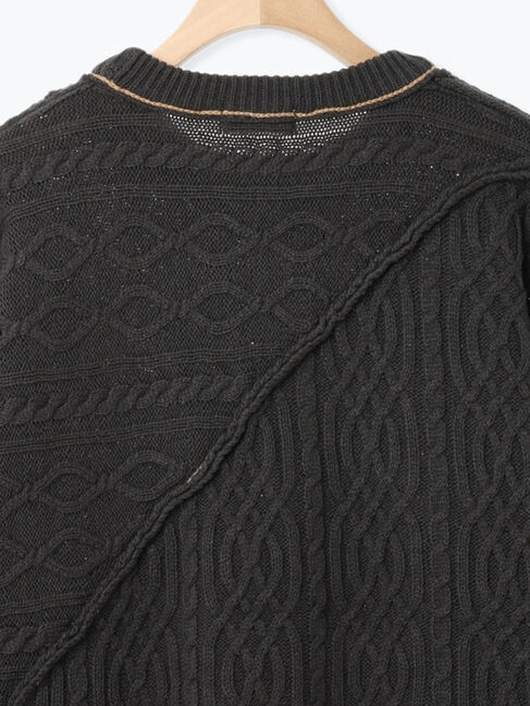 Samansa Mos2「ケーブルパッチワークステッチプルオーバー」|ニット・セーター|