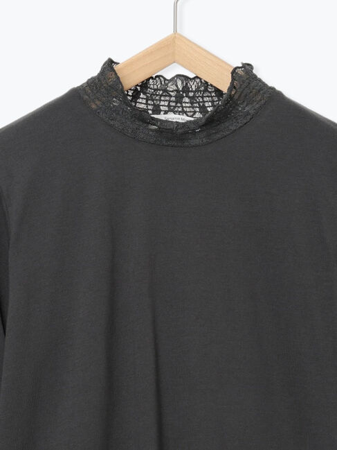 Samansa Mos2 blue「衿袖チュールハイネックプルオーバー」|Tシャツ・カットソー|