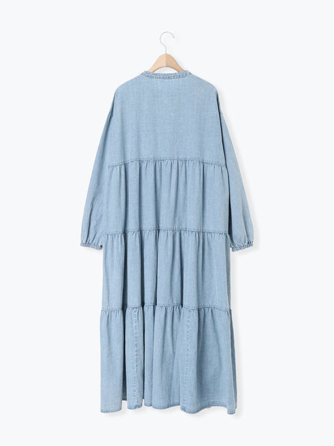 Samansa Mos2「【オーガニックコットン】デニムティアードワンピース」|ワンピース|
