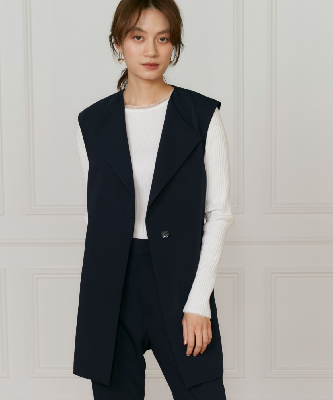 INED「《大きいサイズ》ジレ」|ダウンベスト・ベスト|