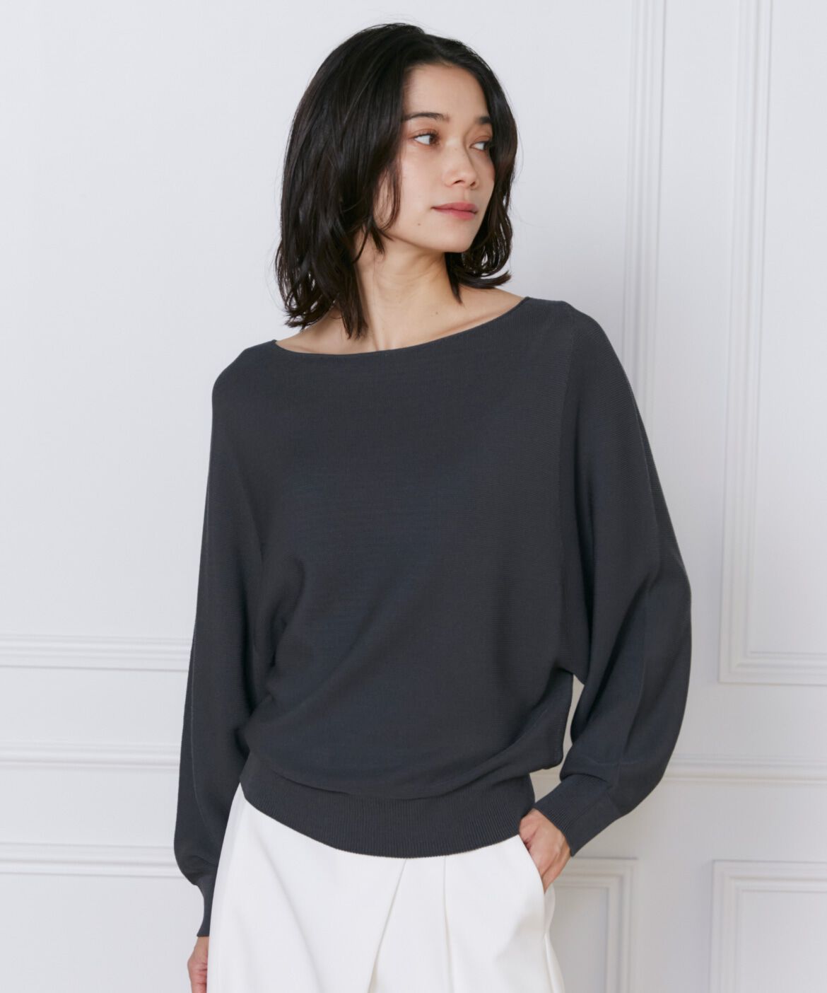 INED「《大きいサイズ》ドルマンスリーブニット《Cuoo》」|ニット・セーター|チャコールグ 3