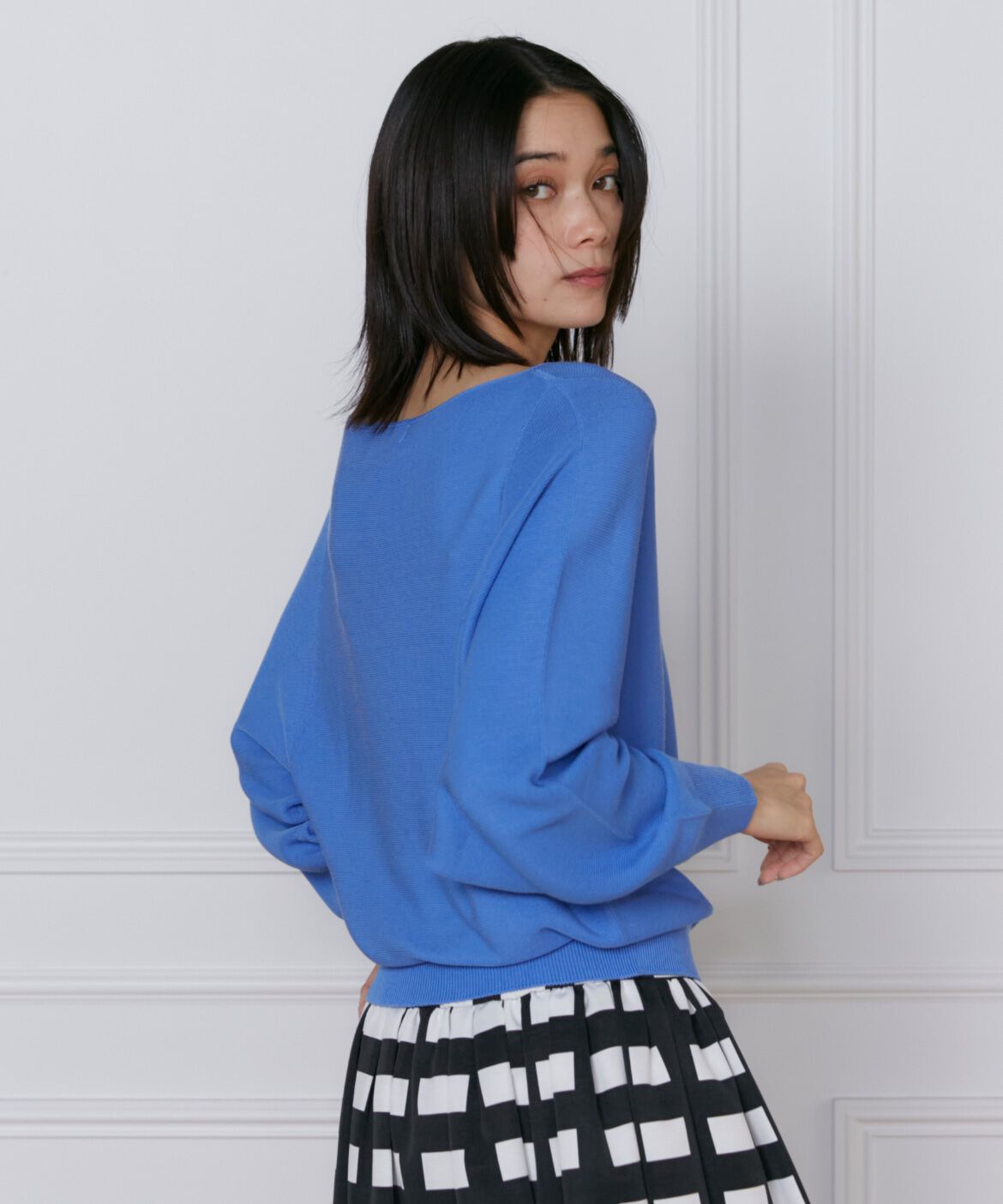 INED「《大きいサイズ》ドルマンスリーブニット《Cuoo》」|ニット・セーター|ブルー1