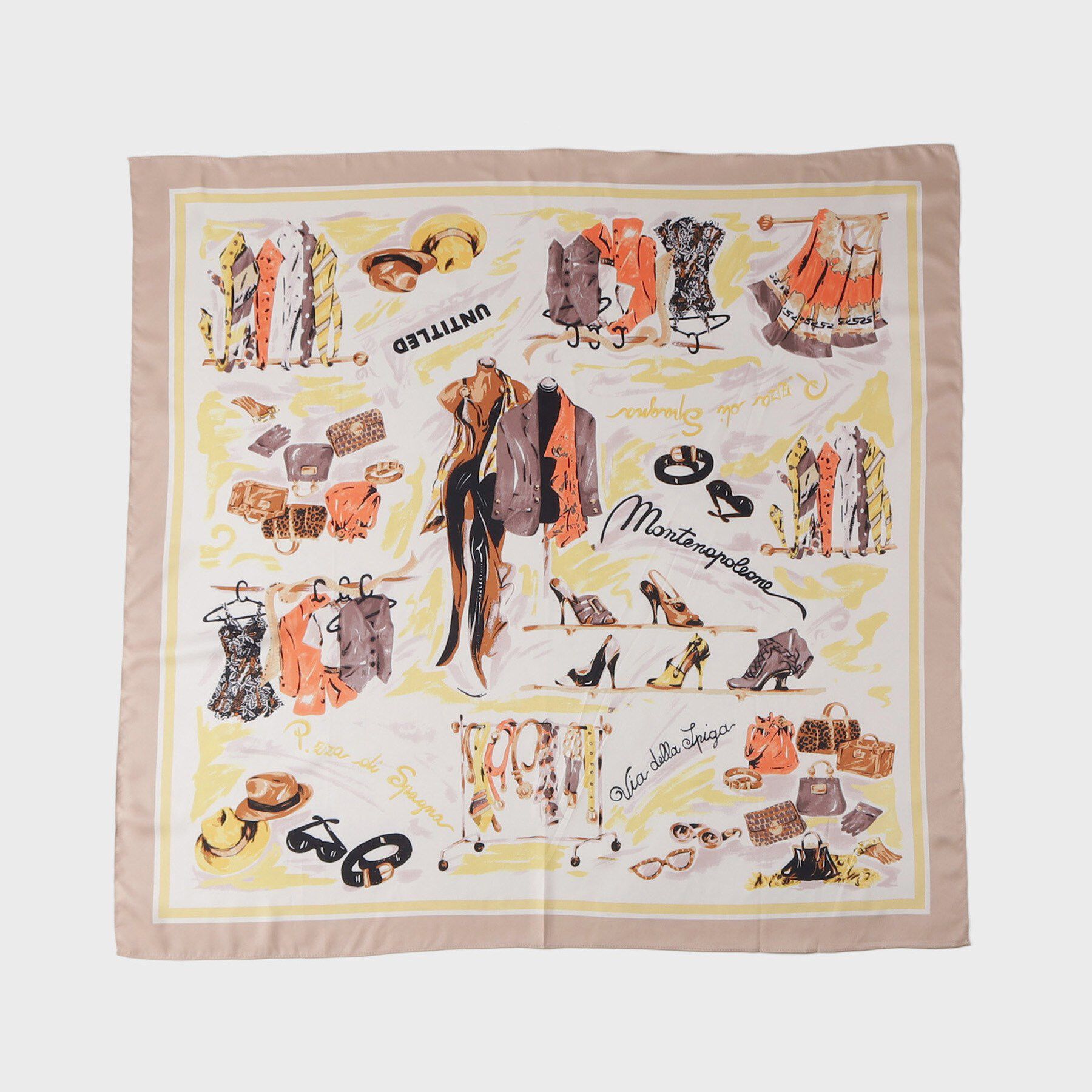 UNTITLED「トルソープリントスカーフ」|ストール|ベージュ(552)