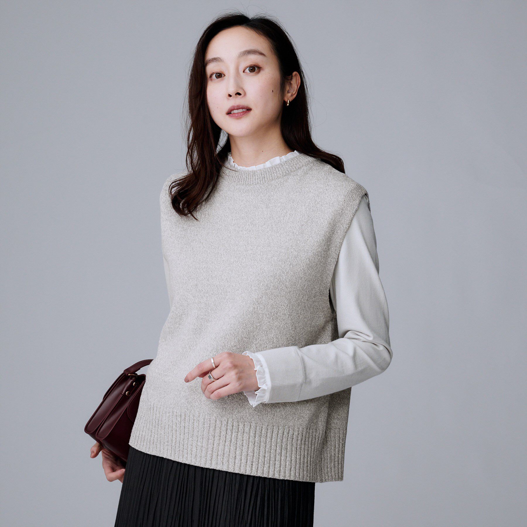 UNTITLED「【重ね着レイヤードに】杢調ニットベスト」|ベスト・ジレ|グレー(412)