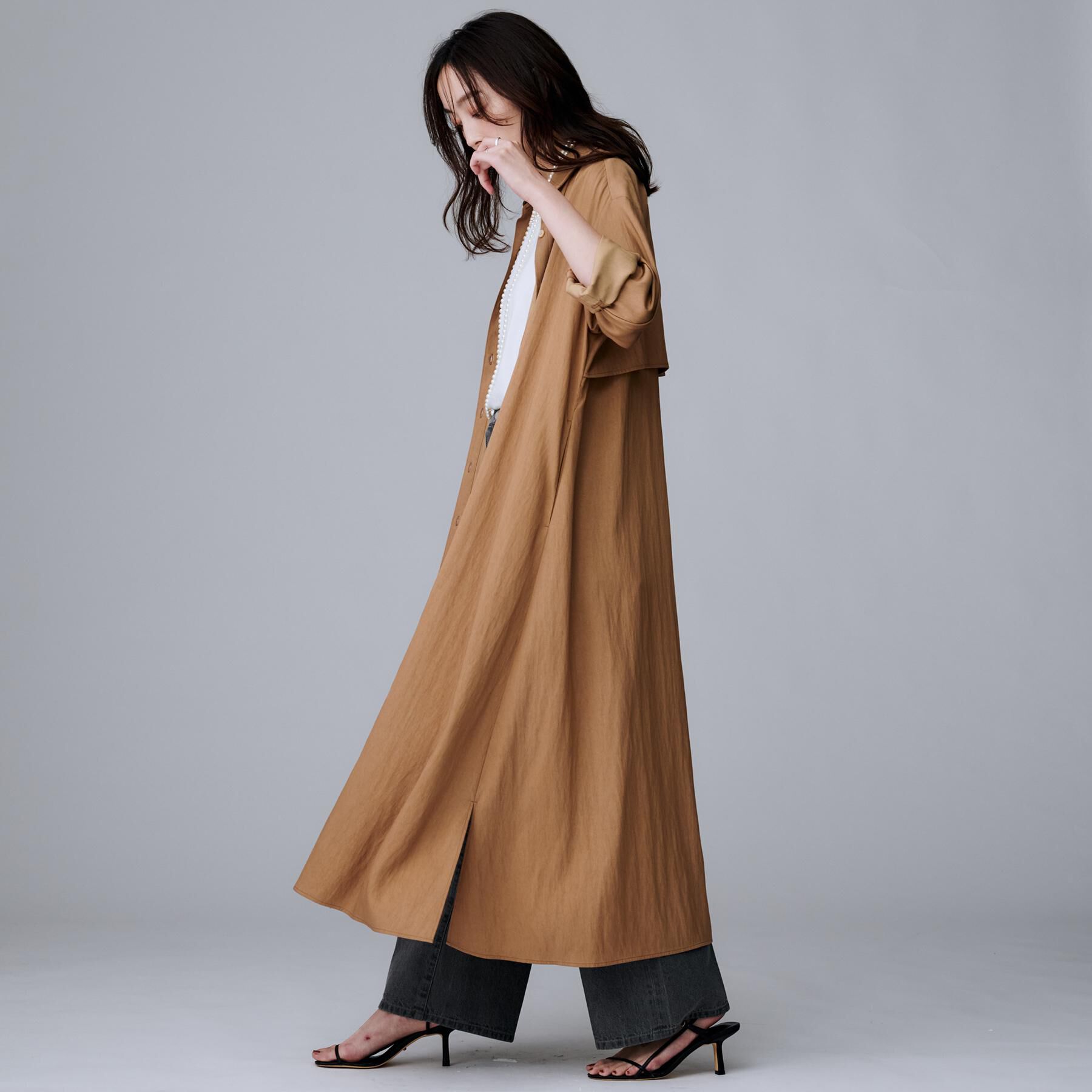 UNTITLED「【前開きボタン/ベルト付/羽織シャツ/】2WAYトレンチ風ワンピース」|ワンピース|