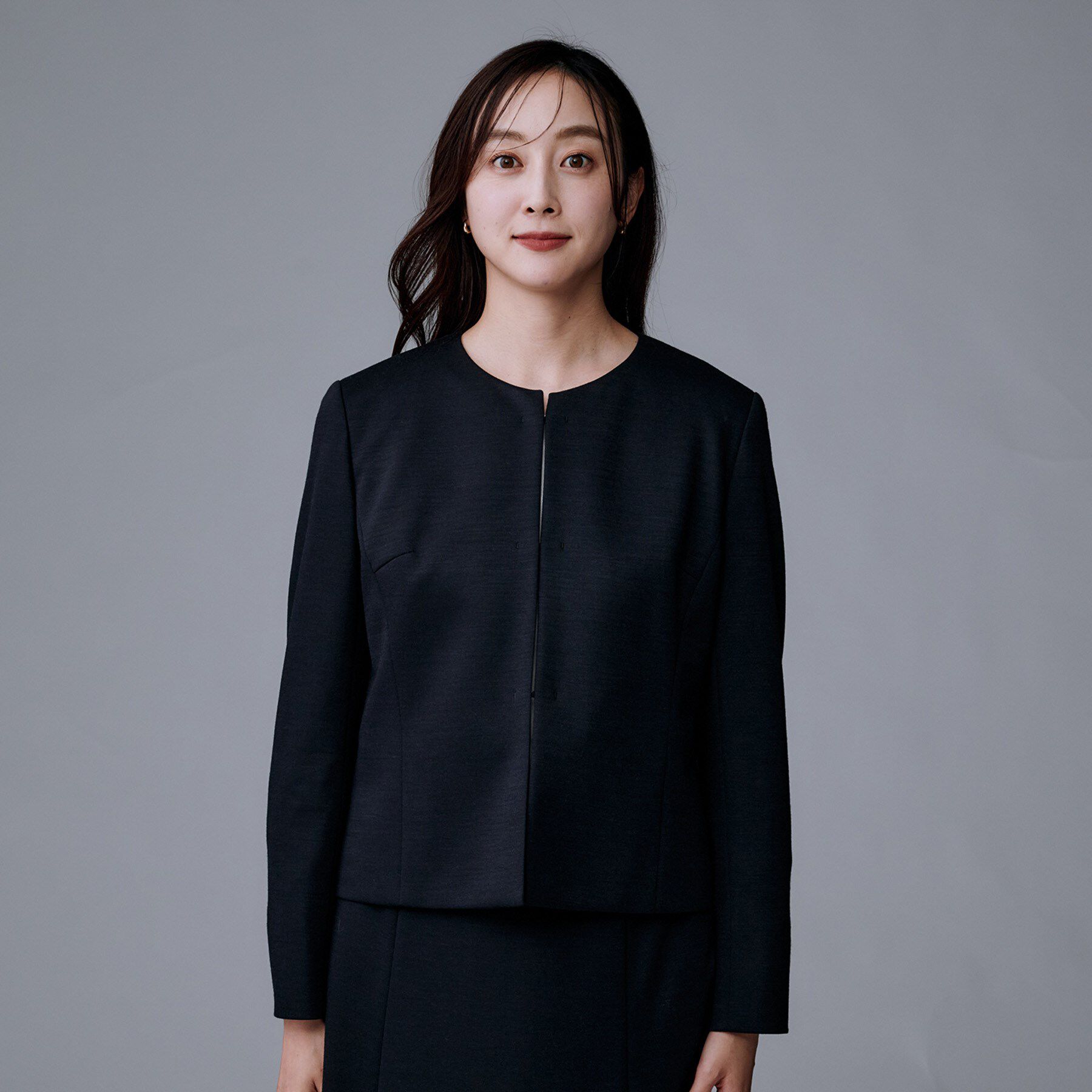 UNTITLED「【洗えるスーツ/ストレッチ】ウール混ジャージ ノーカラージャケット」|ノーカラージャケット|