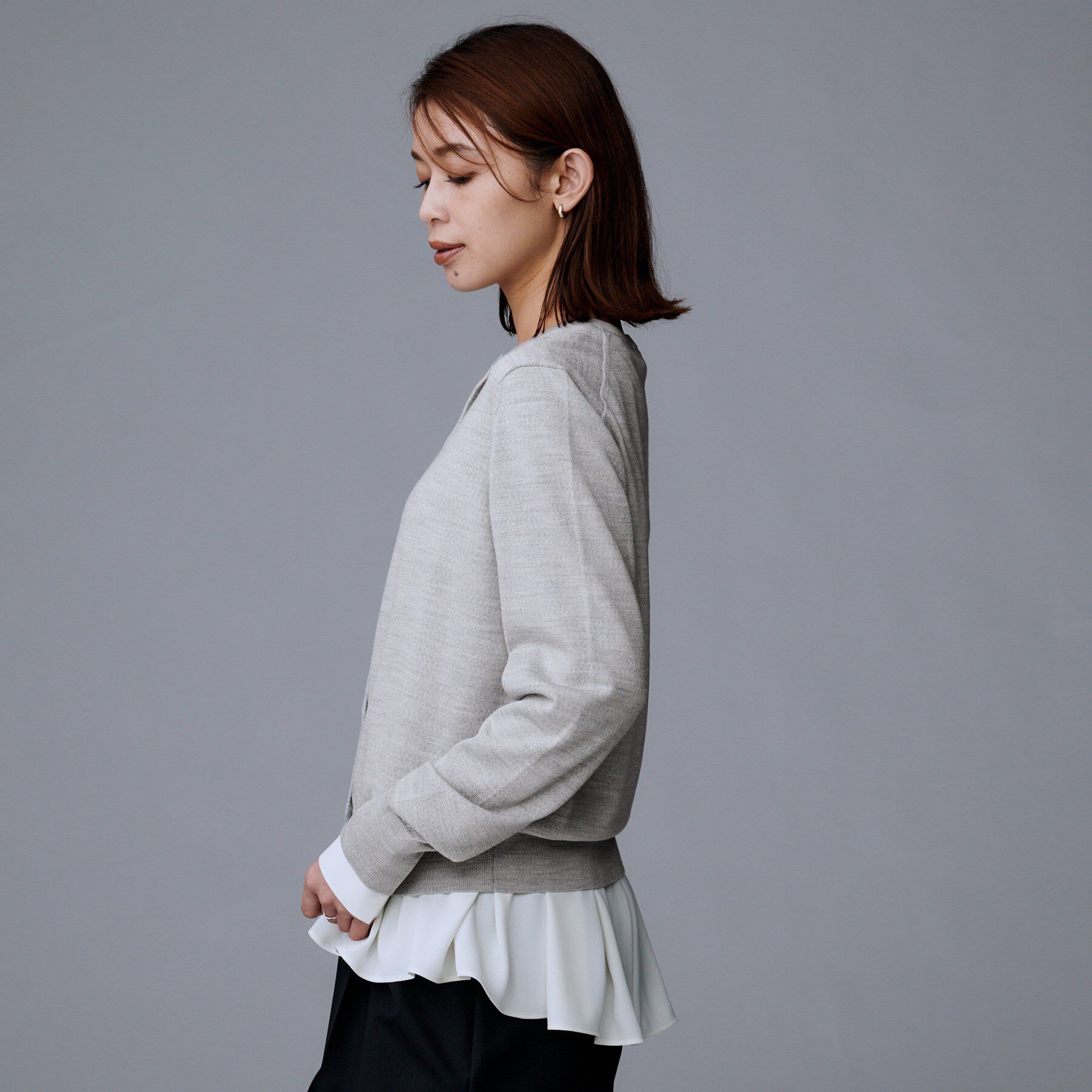 UNTITLED「【洗える/アンサンブル可/ウール100%】ウールクルーカーディガン」|カーディガン|