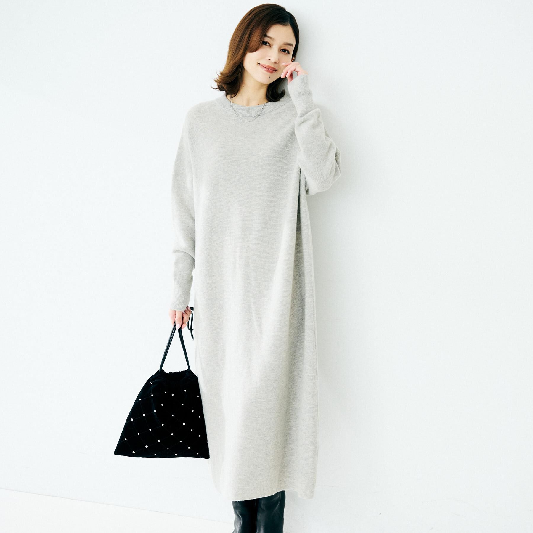 UNTITLED「【ロング丈/ゆったりシルエット】テントライン ニットワンピース」|ワンピース|