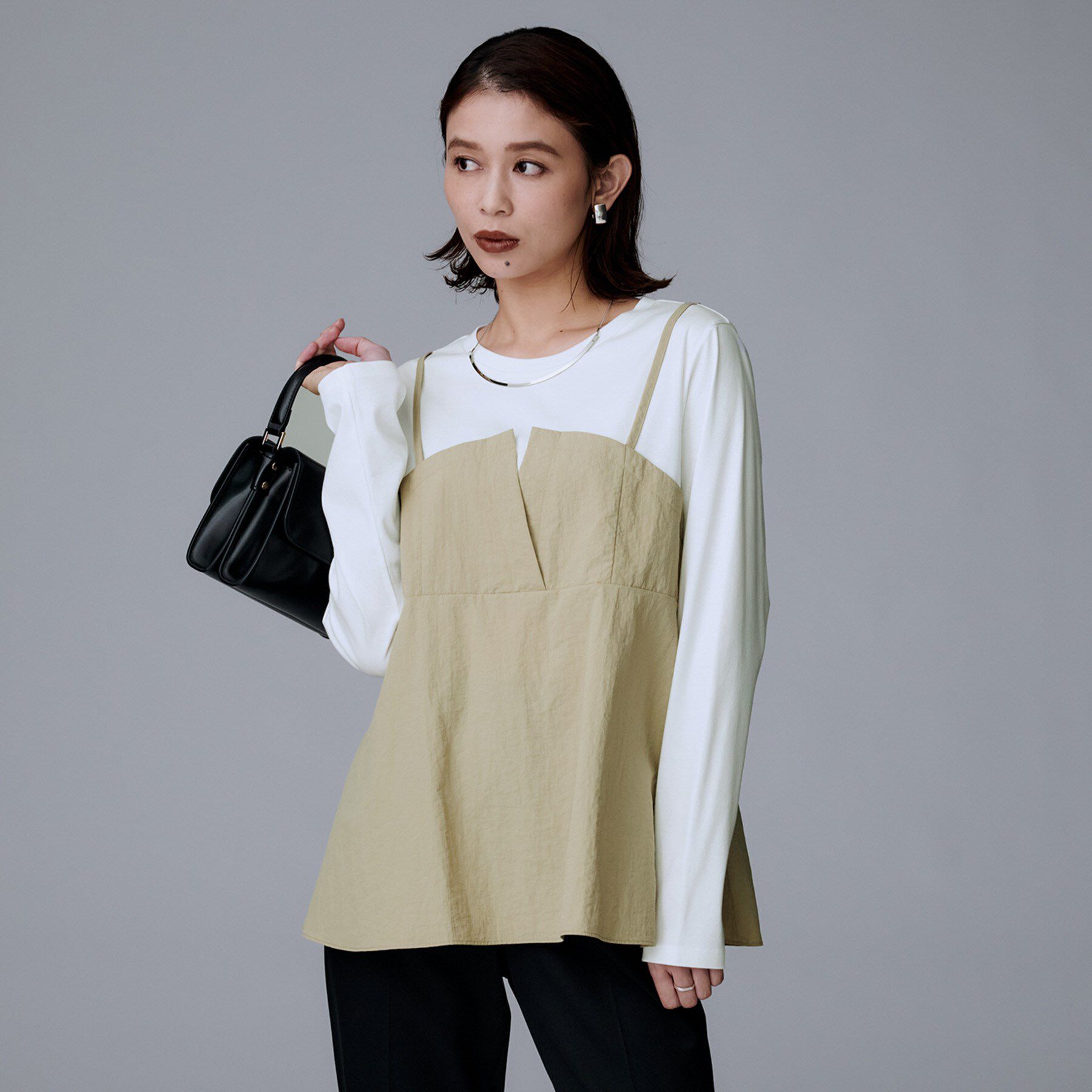 UNTITLED「【洗える/ゆったりシルエット】ビスチェドッキング　プルオーバー」|Tシャツ・カットソー|ベージュ(552)