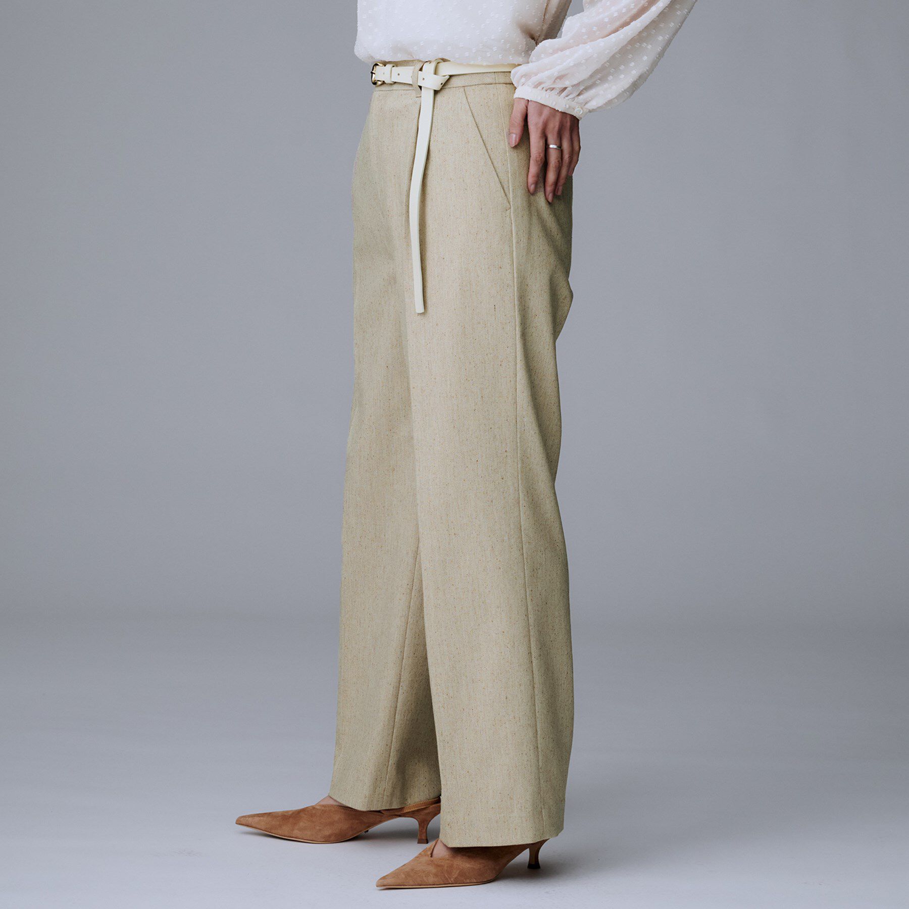 UNTITLED「【ワイド/後ろゴム/シーズンレス】シルクネップツイードパンツ」|その他|