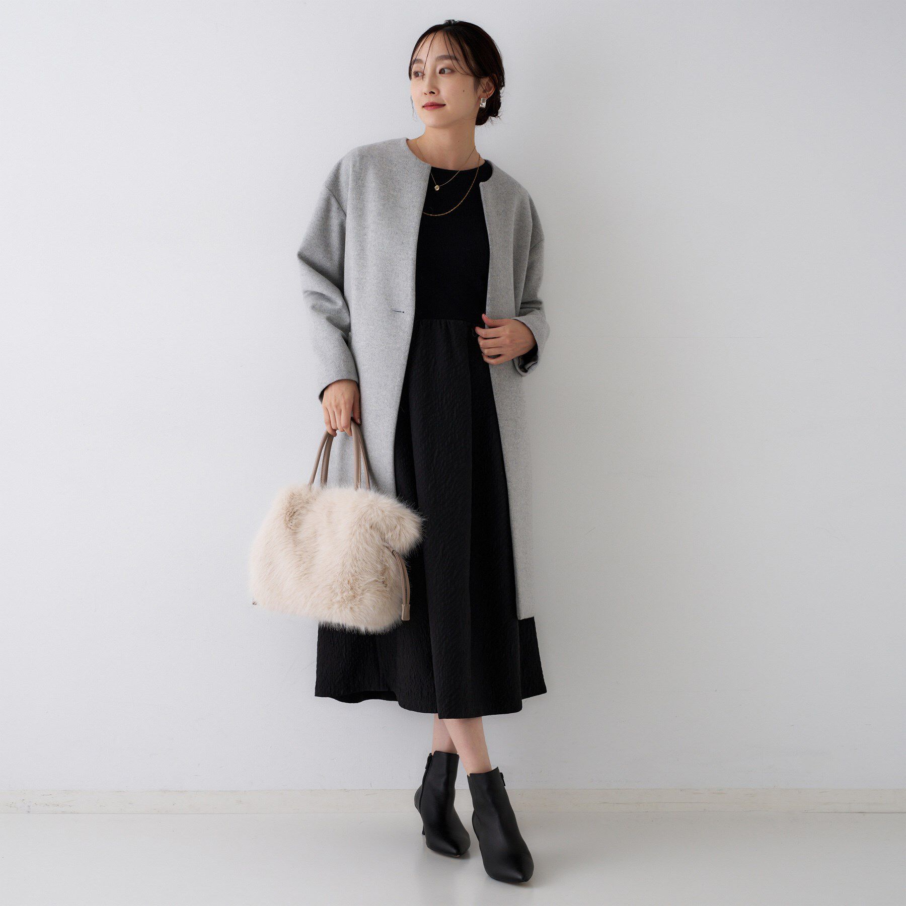 UNTITLED「【大人フェミニン/トレンド】ニット&times;ジャカード ドッキングワンピース」|ワンピース|