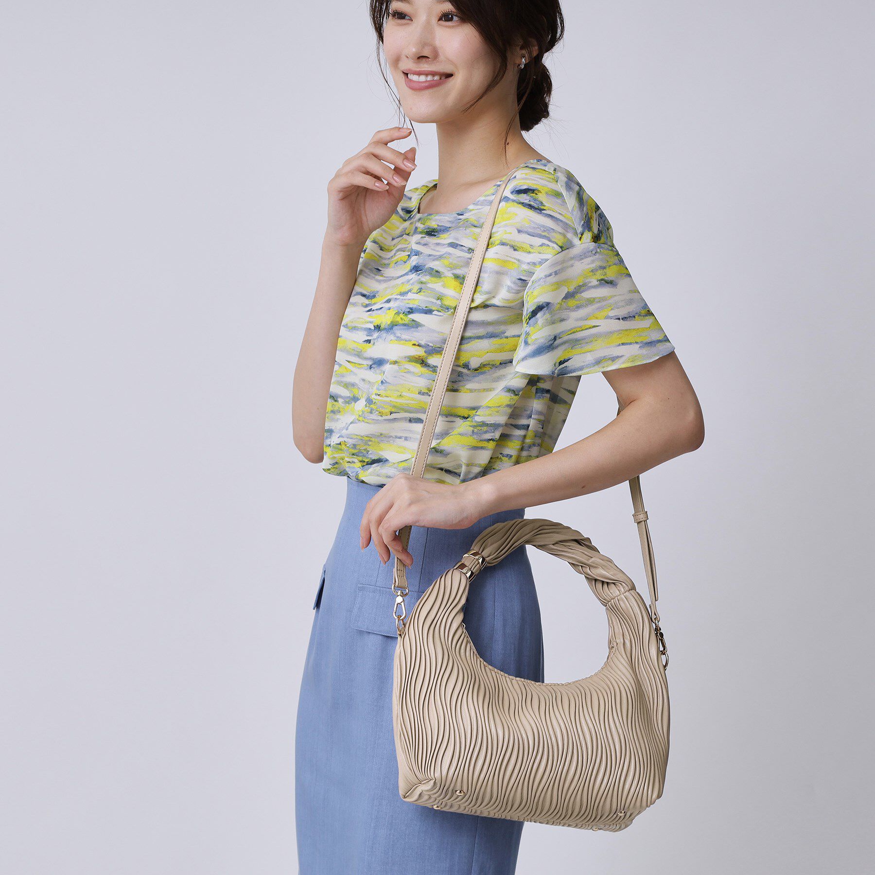 COUP DE CHANCE「ウェーブハウンドトート／2WAY使用／ショルダーつき」|トートバッグ|グレージュ(050)