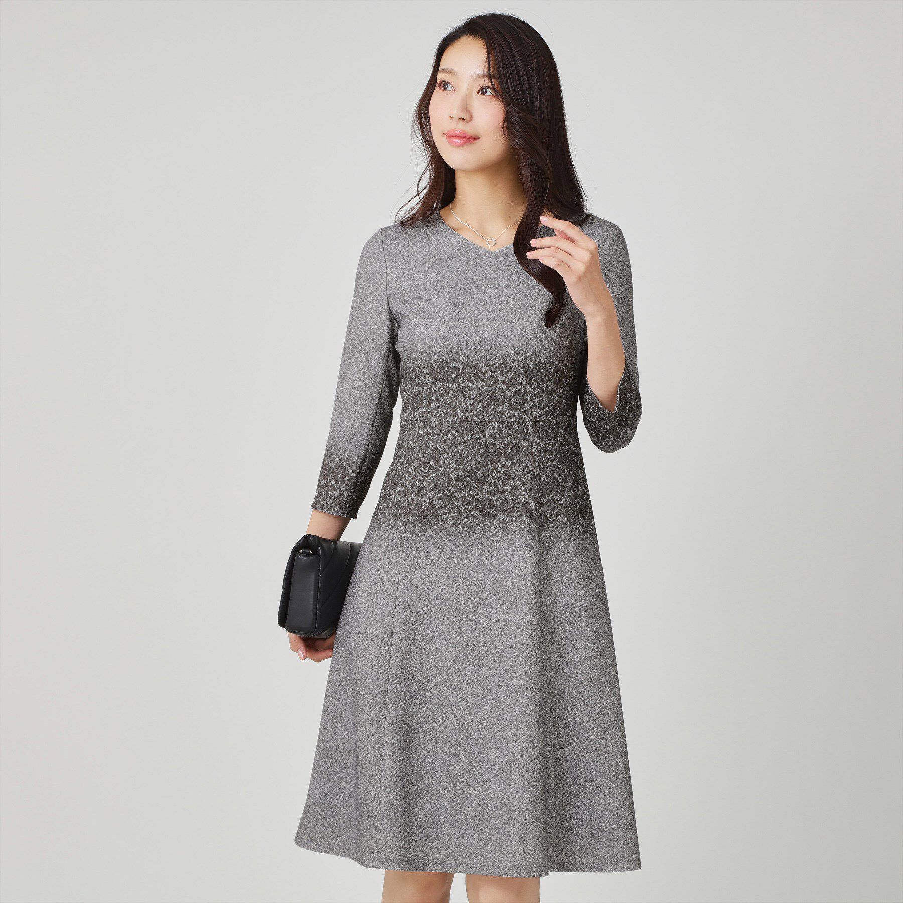 COUP DE CHANCE「【手洗い可／日本製】レース柄プリントワンピース」|ワンピース|