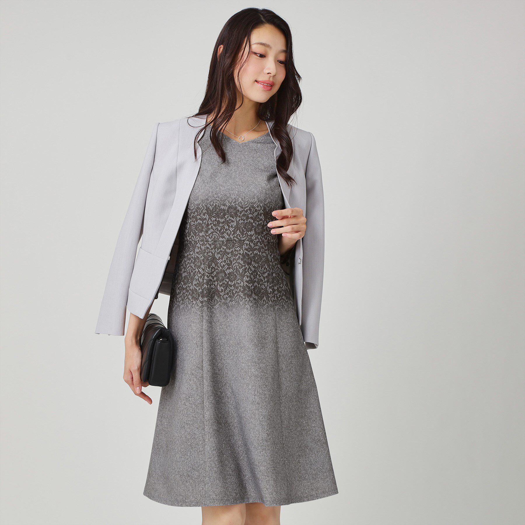 COUP DE CHANCE「【手洗い可／日本製】レース柄プリントワンピース」|ワンピース|