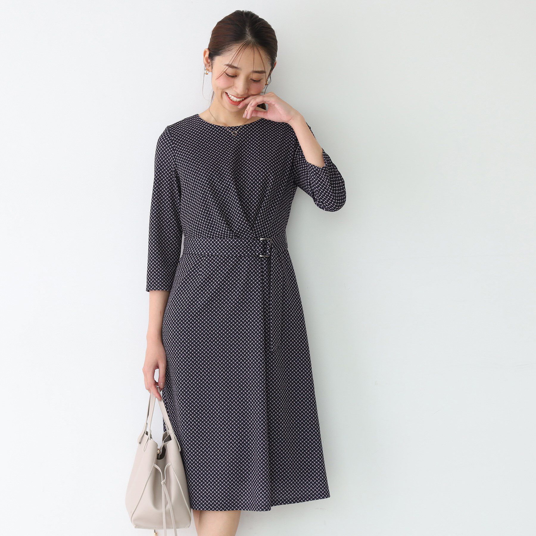 COUP DE CHANCE「【手洗い可／日本製】ジャージ素材のプリント柄ワンピース」|ワンピース|ネイビー(194)