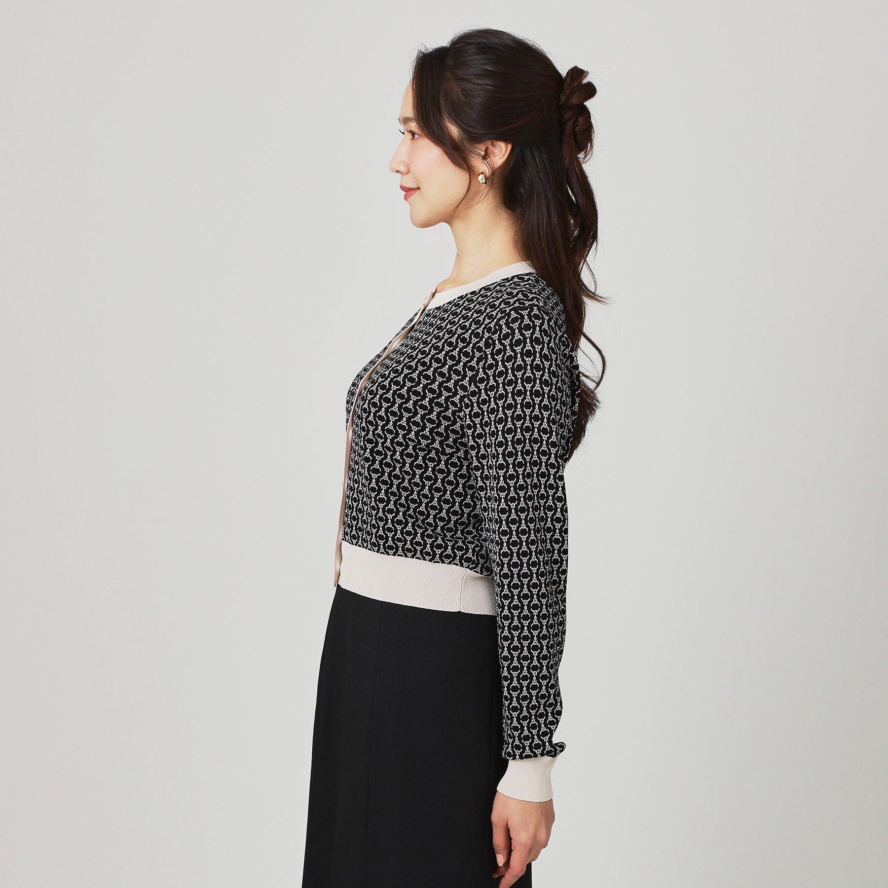 COUP DE CHANCE「【手洗い可】幾何柄風ジャカードカーディガン」|カーディガン|