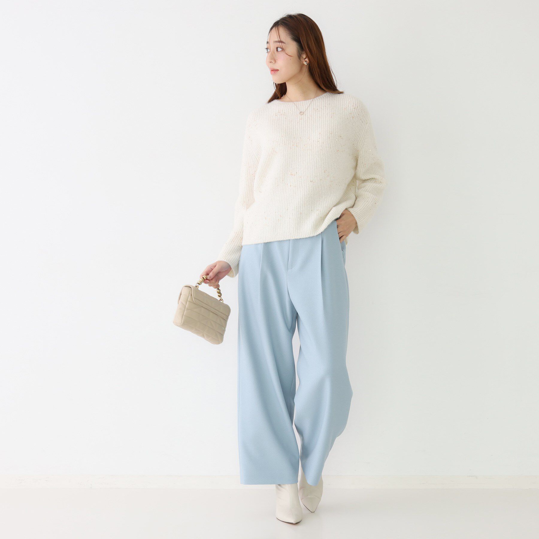 COUP DE CHANCE「【手洗い可】スパンコール付ニットトップス」|ニット・セーター|