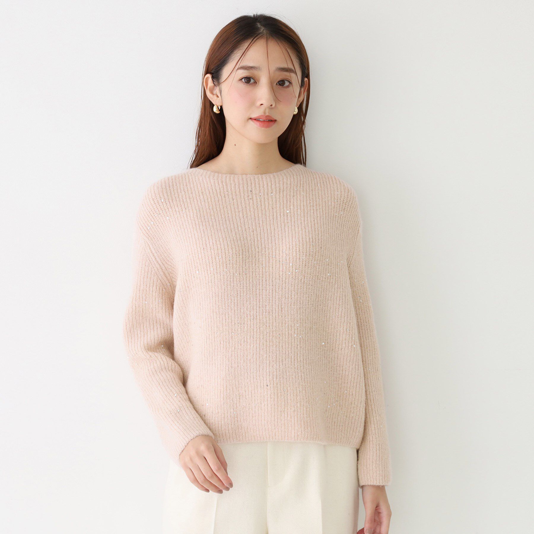 COUP DE CHANCE「【手洗い可】スパンコール付ニットトップス」|ニット・セーター|