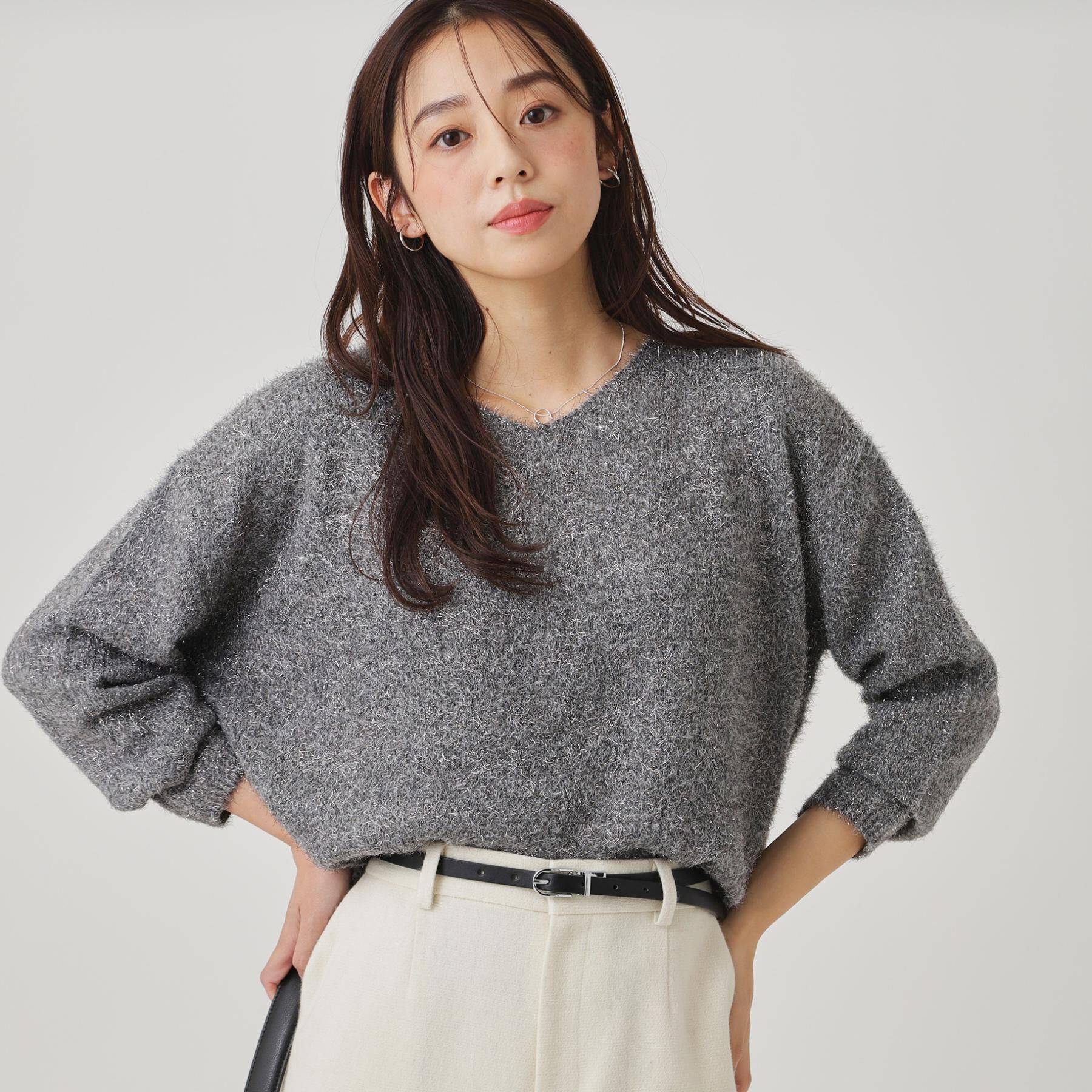 COUP DE CHANCE「【手洗い可】フェザーラメニットトップス」|ニット・セーター|