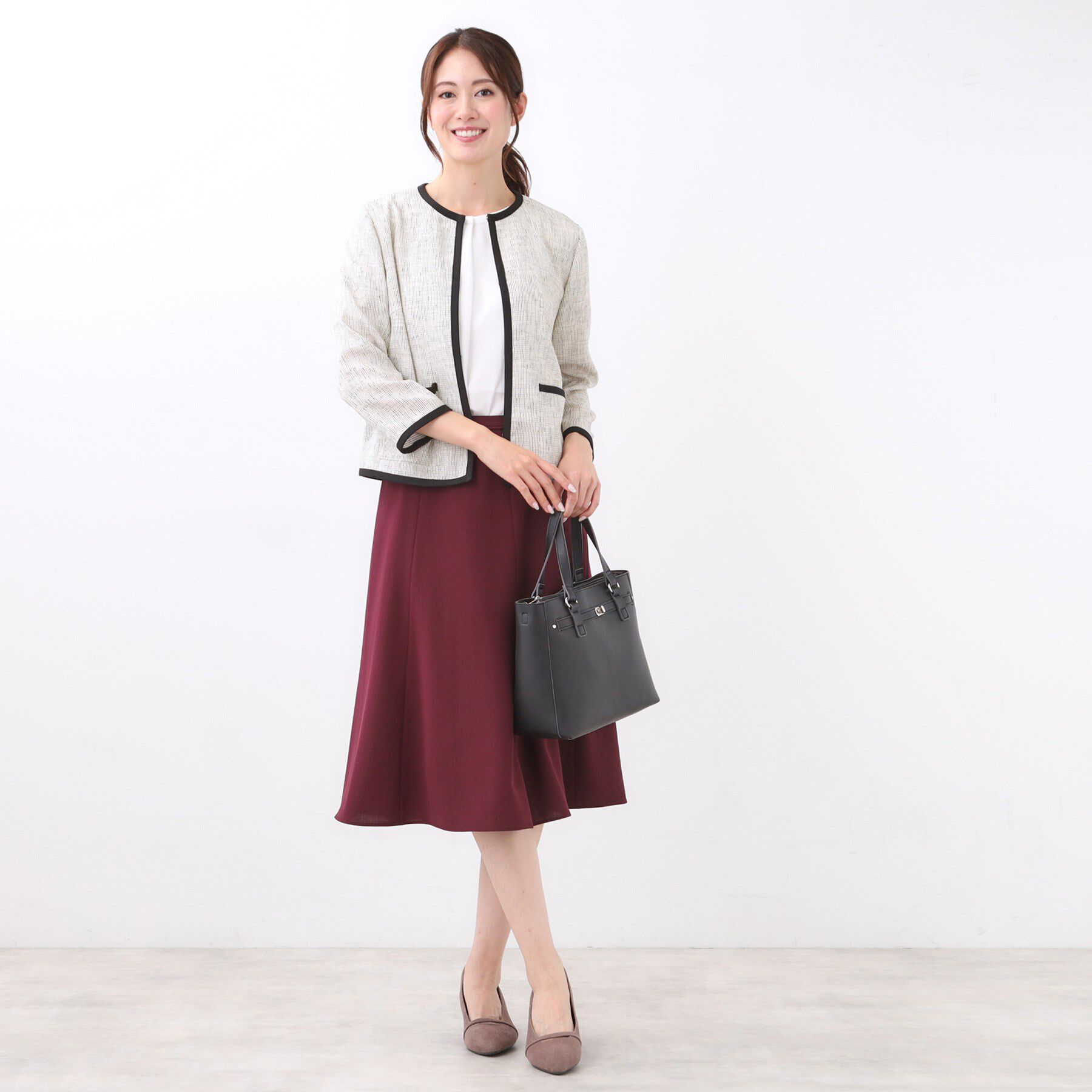 Reflect「【軽い着心地】メッシュツイードジャケット」|ノーカラージャケット|