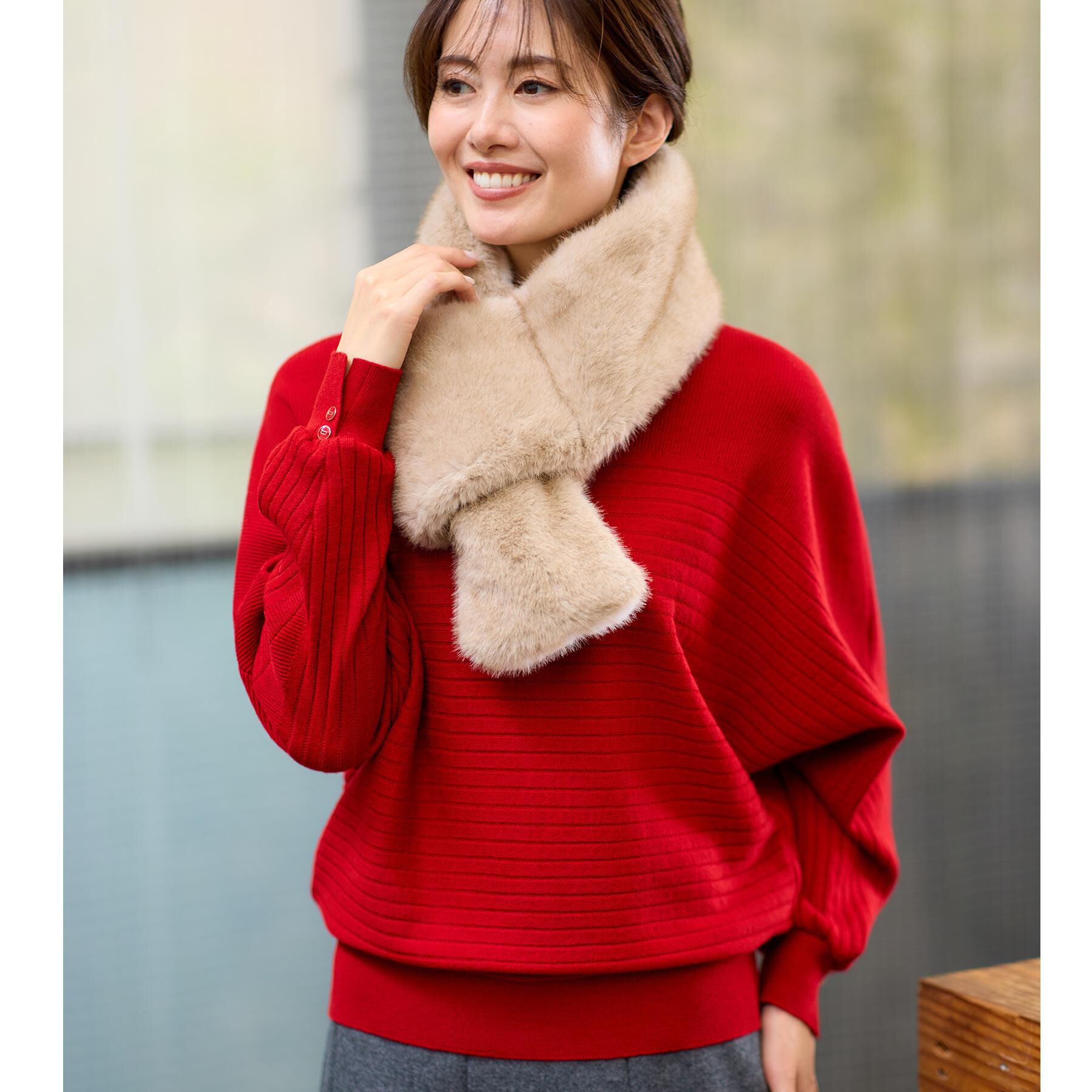 Reflect「【コーディネートのアクセントに◎】リバーシブルフェイクファーストール」|ストール|